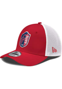 New Era St Louis City SC Mens Red Primary Crest White Mesh Neo 39THIRTY Flex Hat