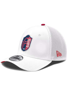 New Era St Louis City SC Mens White Primary Crest White Mesh Neo 39THIRTY Flex Hat