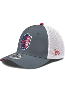 New Era St Louis City SC Mens Grey Primary Crest White Mesh Neo 39THIRTY Flex Hat