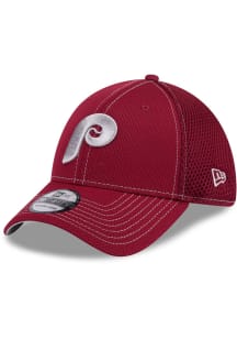 New Era Philadelphia Phillies Mens Maroon Game Day Contrast Thread 39THIRTY Flex Hat