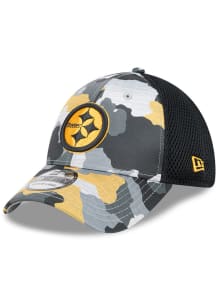 New Era Pittsburgh Steelers Mens Black 2T Active Training Camo 39THIRTY Flex Hat