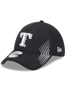 New Era Texas Rangers Mens Black Active Arrow Stitch 39THIRTY Flex Hat