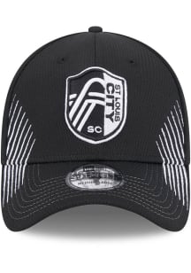 New Era St Louis City SC Mens Black Active Arrow Stitch 39THIRTY Flex Hat