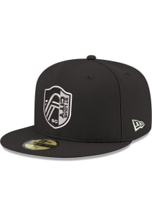 New Era St Louis City SC Mens Black Black and White Logo Basic 59FIFTY Fitted Hat