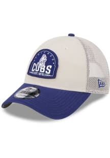 New Era Chicago Cubs Throwback 3T Patch Trucker Adjustable Hat - Tan