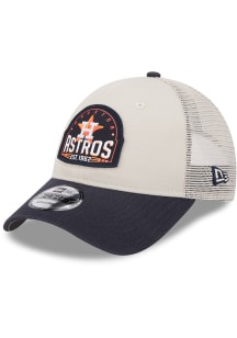New Era Houston Astros Throwback 3T Patch Trucker Adjustable Hat - Tan