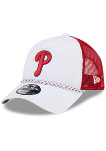 New Era Philadelphia Phillies Court Sport Foam Rope Trucker Adjustable Hat - White