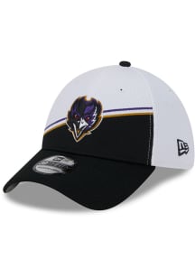 New Era Baltimore Ravens Mens White 2023 Sideline 39THIRTY Flex Hat