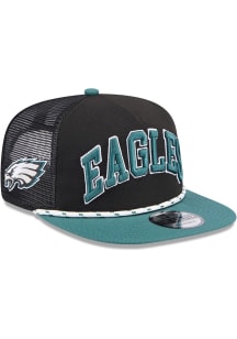 New Era Philadelphia Eagles Black Throwback Golfer Rope 9FIFTY Mens Snapback Hat