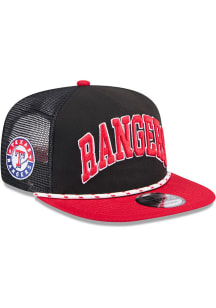 New Era Texas Rangers Black Throwback Golfer Rope 9FIFTY Mens Snapback Hat