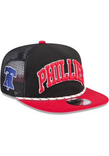New Era Philadelphia Phillies Black Throwback Golfer Rope 9FIFTY Mens Snapback Hat