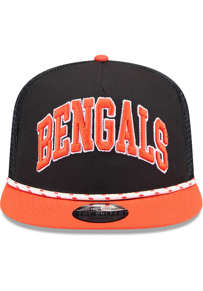 New Era Cincinnati Bengals Black Throwback Golfer Rope 9FIFTY Mens Snapback Hat