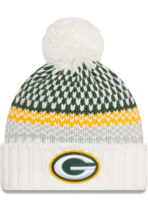 New Era Green Bay Packers White 2023 Sideline Sport Cuff Womens Knit Hat