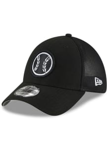 New Era Milwaukee Brewers Mens Black Black and White Logo Batting Practice 39THIRTY Flex Hat