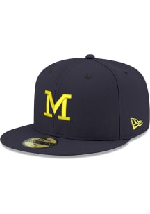 New Era Michigan Wolverines Mens Navy Blue Skinny M 59FIFTY Fitted Hat