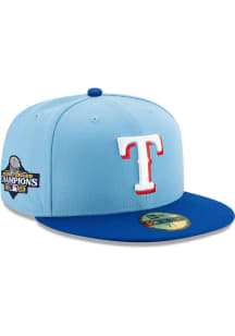 New Era Texas Rangers Mens Light Blue 2023 World Series Champions Side Patch AC Alt 2 59FIFTY Fi..