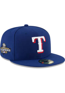 New Era Texas Rangers Mens Blue 2023 World Series Champions Side Patch AC Game 59FIFTY Fitted Ha..