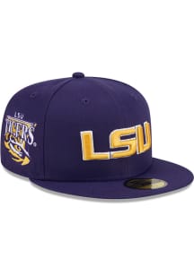 New Era LSU Tigers Mens Purple Throwback Side Emb 59FIFTY Fitted Hat
