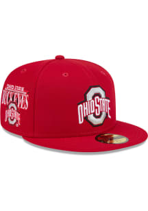 New Era Ohio State Buckeyes Mens Red Throwback Side Emb 59FIFTY Fitted Hat