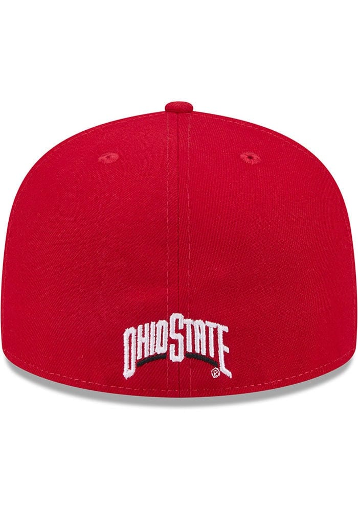 New Era Ohio State Buckeyes Mens Red Throwback Side Emb 59FIFTY Fitted Hat