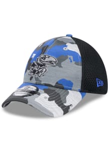 New Era Kansas Jayhawks Mens Black 2T Active Training Camo 39THIRTY Flex Hat