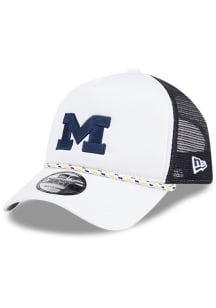 New Era White Michigan Wolverines Court Sport Foam Rope Trucker Adjustable Hat