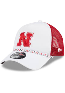 New Era Nebraska Cornhuskers Court Sport Foam Rope Trucker Adjustable Hat - White
