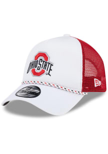 New Era White Ohio State Buckeyes Court Sport Foam Rope Trucker Adjustable Hat