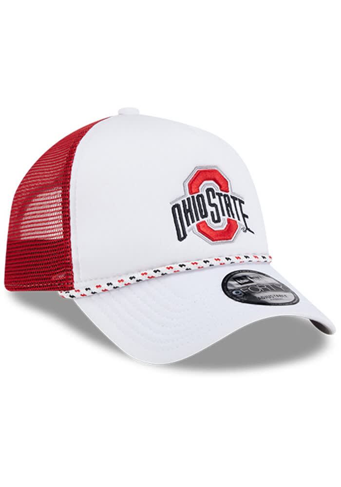 New Era Ohio State Buckeyes Court Sport Foam Rope Trucker Adjustable Hat - White