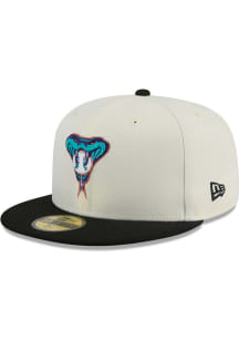 New Era Arizona Diamondbacks Mens White Chrome 2T Evergreen 59FIFTY Fitted Hat