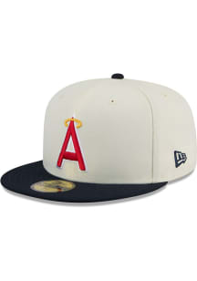 New Era Los Angeles Angels Mens White Chrome 2T Historic Evergreen 59FIFTY Fitted Hat