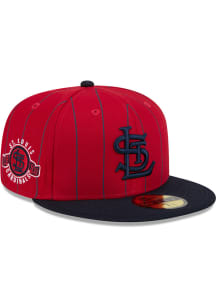 New Era St Louis Cardinals Mens Red Throwback 2T Pinstripe 59FIFTY Fitted Hat