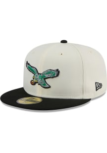 New Era Philadelphia Eagles Mens White Chrome 2T Historic Evergreen 59FIFTY Fitted Hat