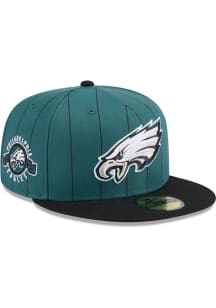 New Era Philadelphia Eagles Mens Teal Throwback 2T Pinstripe 59FIFTY Fitted Hat