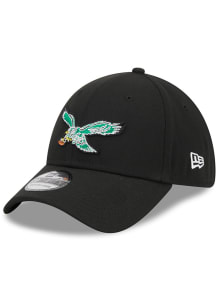New Era Philadelphia Eagles Mens Black Historic TC Logo Evergreen Team Classic 39THIRTY Flex Hat
