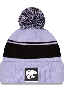 K-State Wildcats New Era Dart Cuff Pom Beanie Mens Knit Hat - Lavender