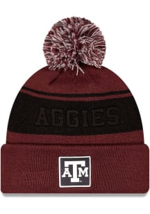 New Era Texas A&amp;M Aggies Maroon Dart Cuff Pom Beanie Mens Knit Hat