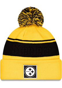 New Era Pittsburgh Steelers Yellow Dart Cuff Pom Beanie Mens Knit Hat
