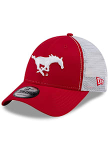 New Era SMU Mustangs Evergreen Trucker 9FORTY Adjustable Hat - Red