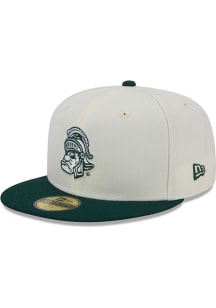 New Era Michigan State Spartans Mens White Chrome 2T Evergreen 59FIFTY Fitted Hat