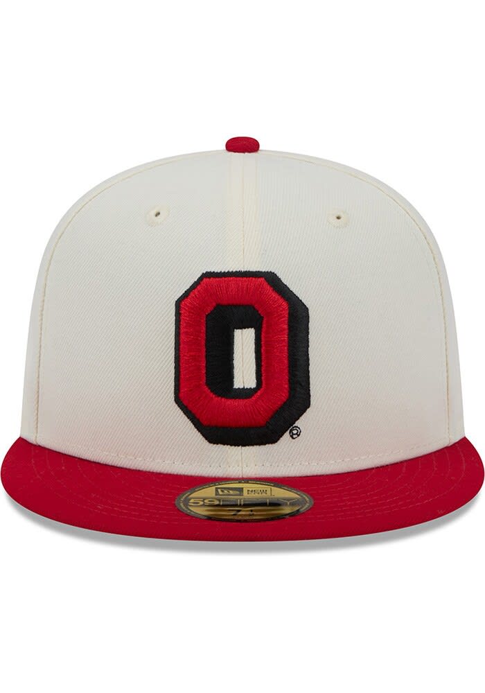 New Era Ohio State Buckeyes Mens White Chrome 2T Evergreen 59FIFTY Fitted Hat