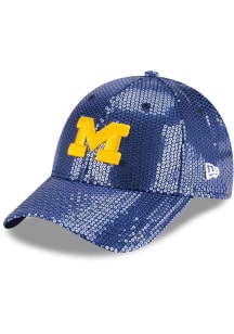 Michigan Wolverines New Era Womens Sequin Adjustable Womens Adjustable Hat - Navy Blue