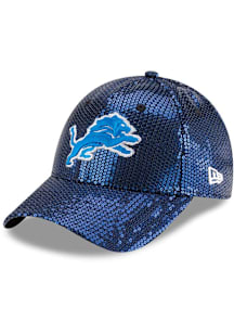 New Era Detroit Lions Blue Womens Sequin Adjustable Womens Adjustable Hat