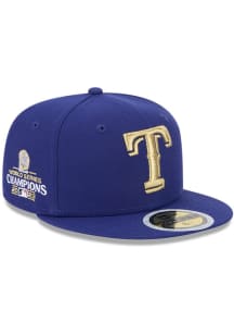 New Era Texas Rangers Navy Blue 2023 World Series Gold Collection JR 59FIFTY Youth Fitted Hat