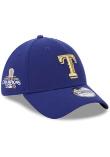 New Era Texas Rangers Mens Navy Blue 2023 World Series Gold Collection 39THIRTY Flex Hat