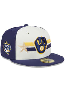 New Era Milwaukee Brewers Mens Navy Blue 2024 All-Star Game Workout 59FIFTY Fitted Hat
