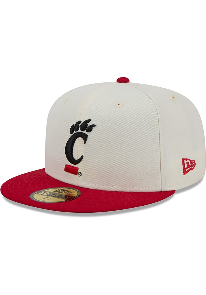 New Era Cincinnati Bearcats Mens White Chrome 2T Evergreen 59FIFTY Fitted Hat