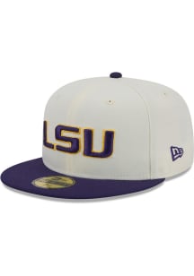 New Era LSU Tigers Mens White Chrome 2T Evergreen 59FIFTY Fitted Hat