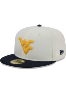 New Era West Virginia Mountaineers Mens White Chrome 2T Evergreen 59FIFTY Fitted Hat