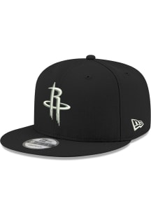 New Era Houston Rockets Black White Logo 9FIFTY Mens Snapback Hat